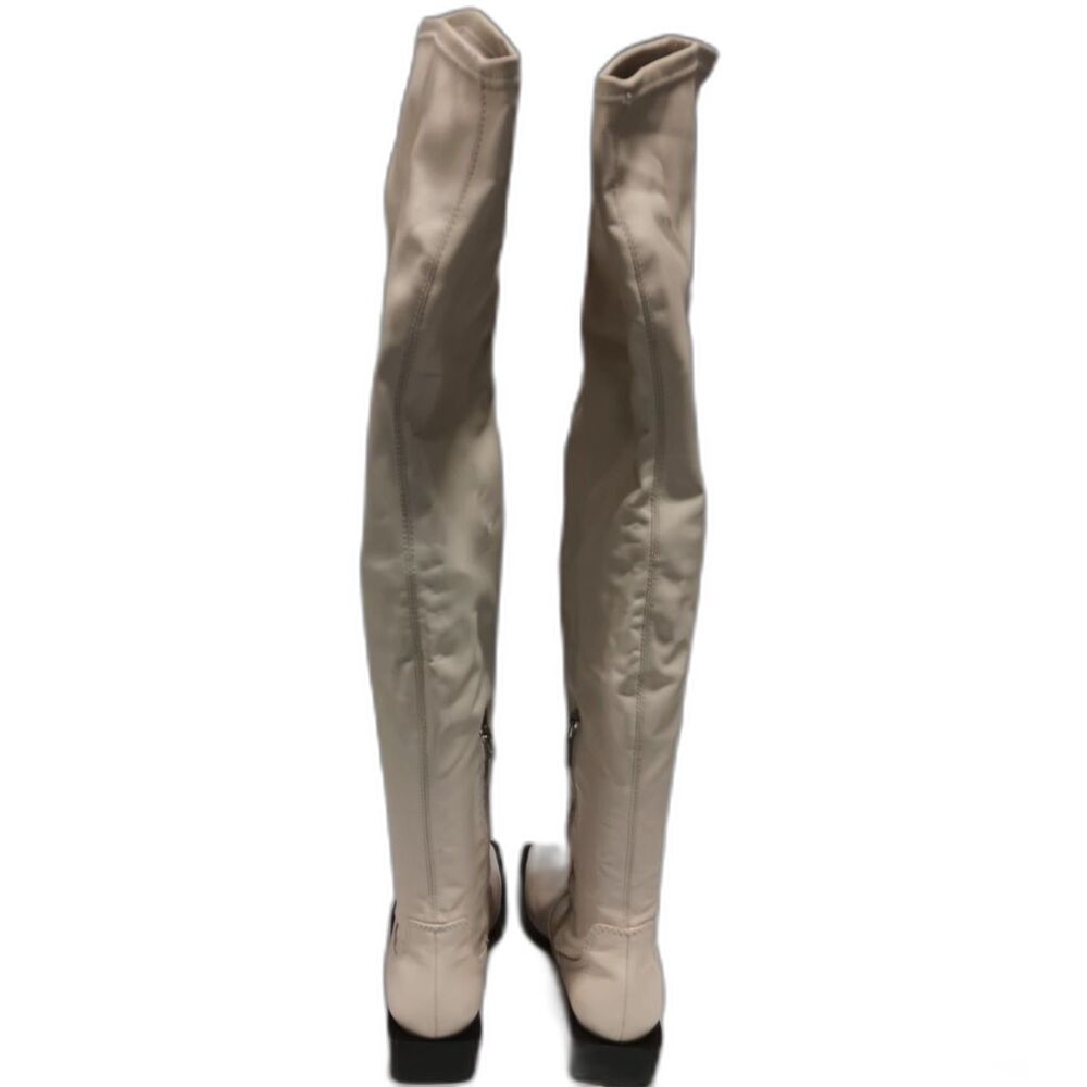 Schutz Over the Knee Leather Boots Guily Eggshell Square Toe - Size 7.5 - Picture 6 of 13